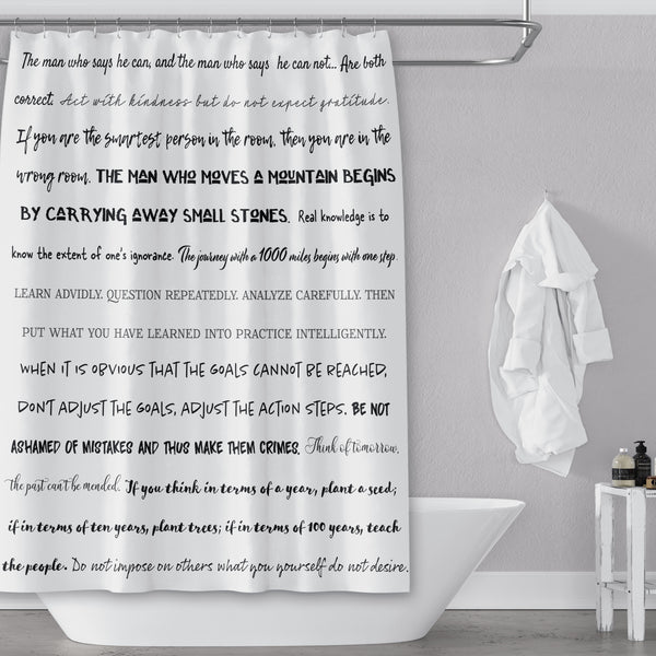 Confucius Quotes for the Bathroom Typography Stripes Shower Curtain