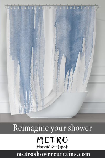 Blue Watercolor Cascade Shower Curtain