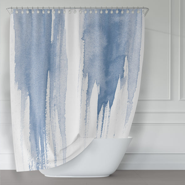 Blue Watercolor Cascade Shower Curtain