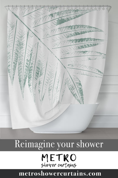 Giant Green Leaves - Botanical Print Spa Shower Curtain