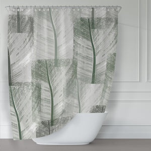 Tropical Banana Leaf Abstract Modern Green Quilt Pattern Shower Curtain