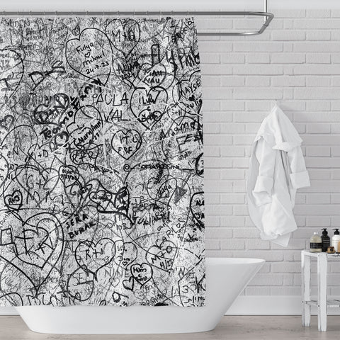 Lovers' Graffiti Fun Urban Design Shower Curtain