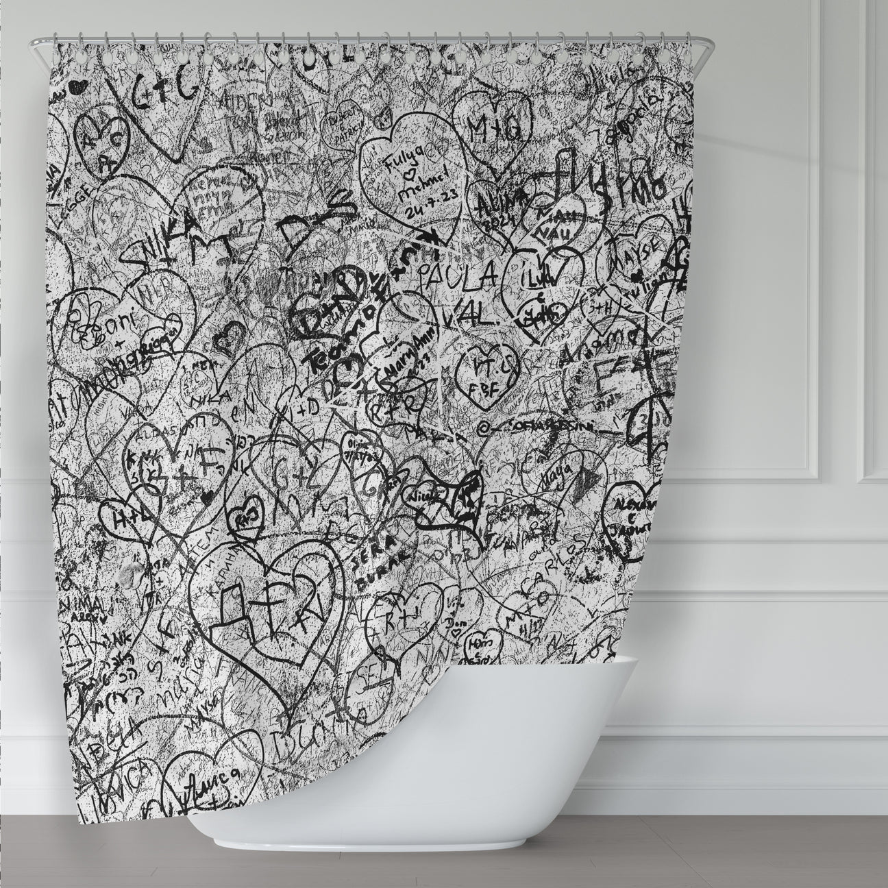 Lovers' Graffiti Fun Urban Design Shower Curtain