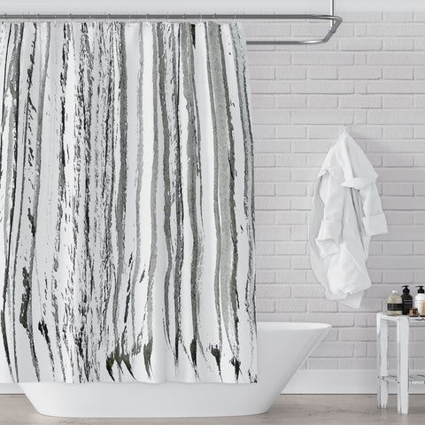 Black and White Vertical Ink Lines Shower Curtain