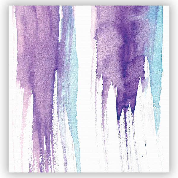 Magenta Purple and Sky Blue on White Watercolor Giant Drip Art Shower Curtain