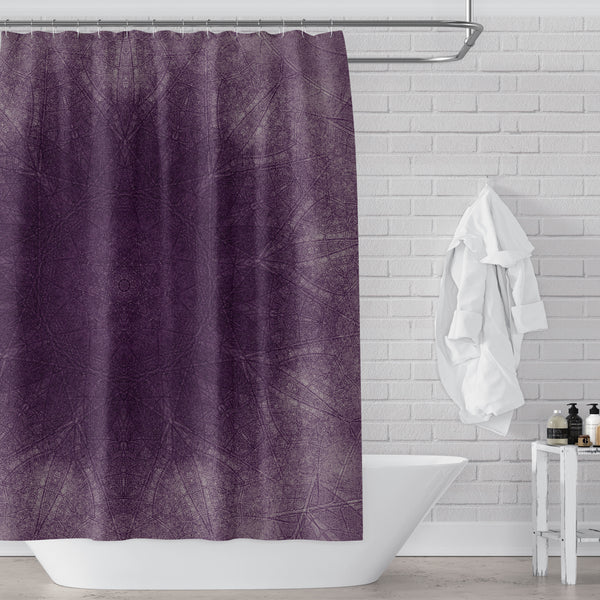Purple Mandala Print Shower Curtain for Rustic Bathroom, Rich Dark Shade, Meditation Pattern