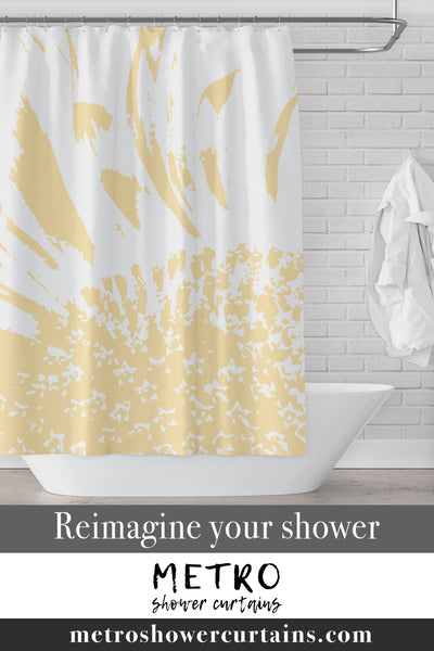 Sunflower Shower Curtain - Pale Yellow & White / Monochrome Large Scale Abstract Bathroom Art Print