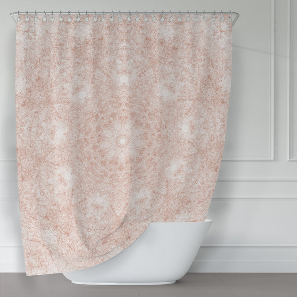 Terra Cotta on White Soft Mandala Print Fabric Shower Curtain for Earthy Boho Bathroom