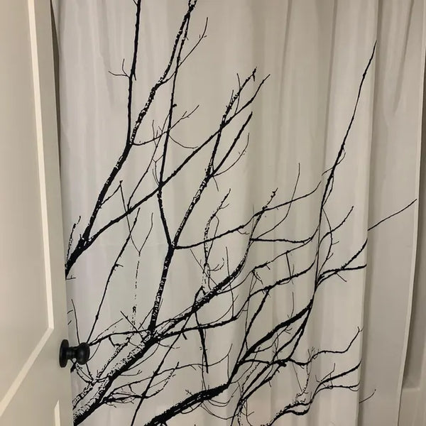 Black Tree Branch Silhouette Shower Curtain