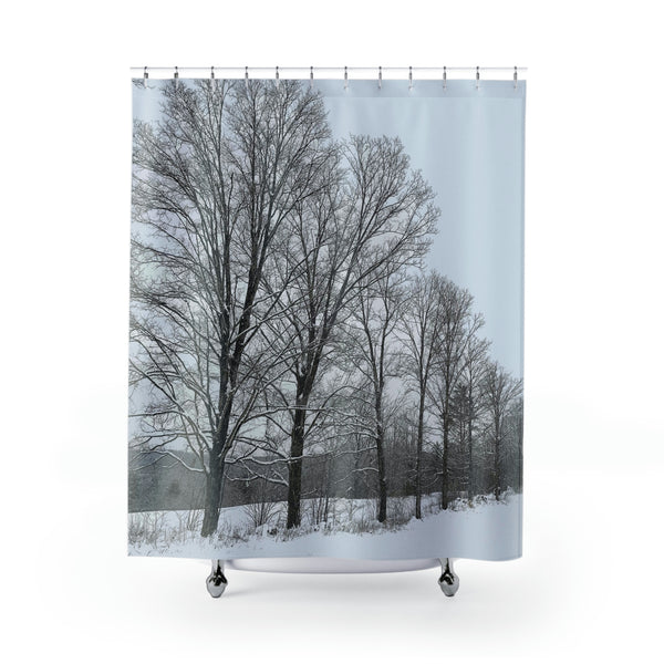 Snowy Vermont Farm & Forest Shower Curtain