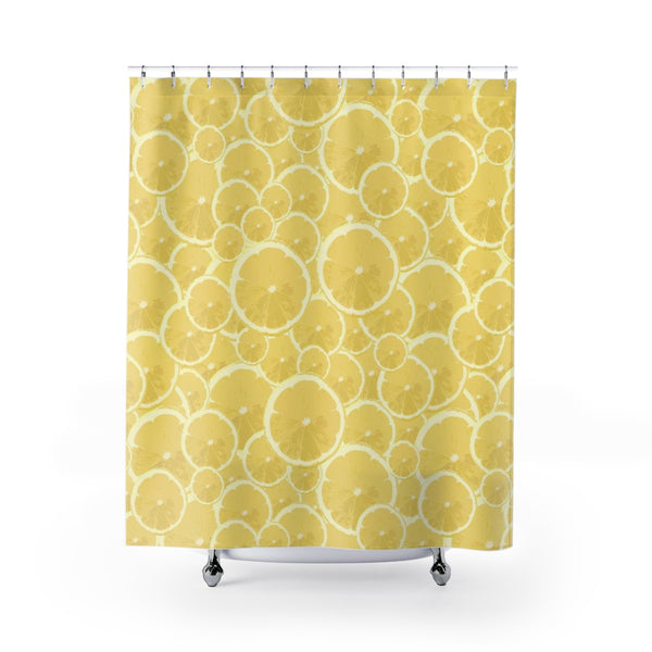 Lemons Forever Printed Yellow Fabric Shower Curtain - Metro Shower Curtains