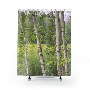 Birch Marsh New England Nature Shower Curtain