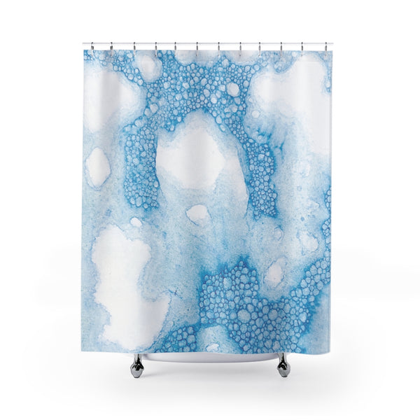 Turquoise Blue Soap Bubbles Watercolor Art Shower Curtain - Metro Shower Curtains