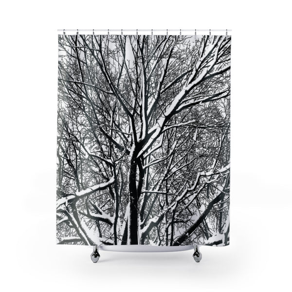 Black and White Trees in Winter Shower Curtain