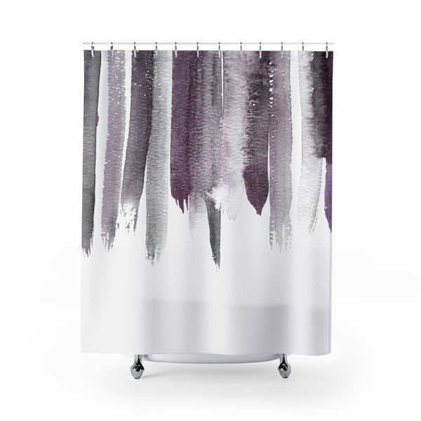 Plum Purple Watercolor Rain Contemporary Design Shower Curtain - Metro Shower Curtains