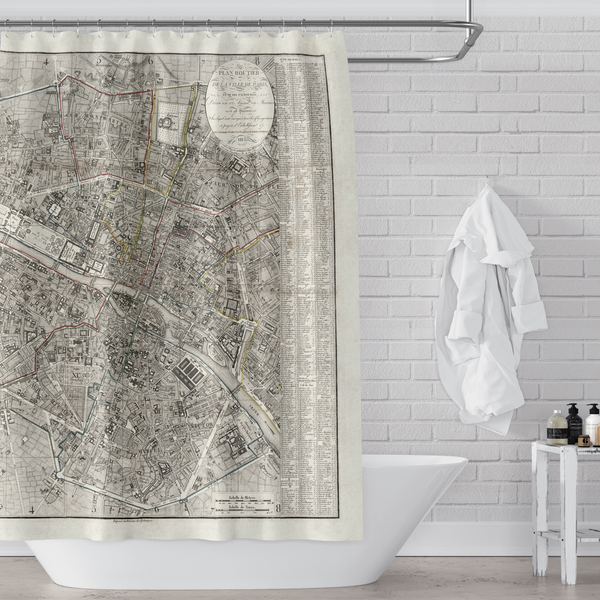 Vintage Map of Paris Shower Curtain - Metro Shower Curtains