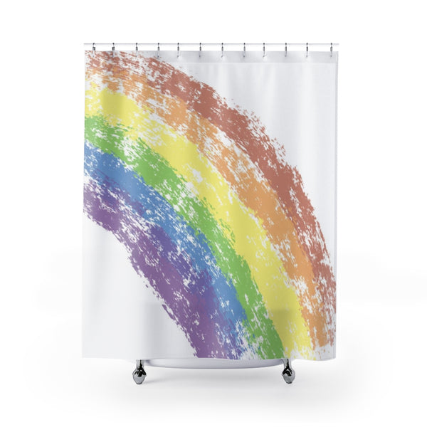Pastel Brushed Rainbow Shower Curtains