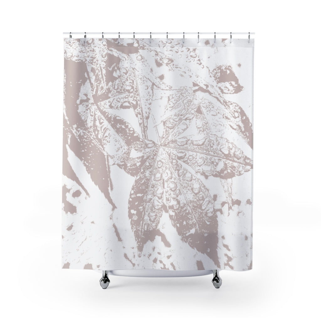 Gray and White Japanese Maple Leaves in the Rain Shower Curtain - Metro Shower Curtains