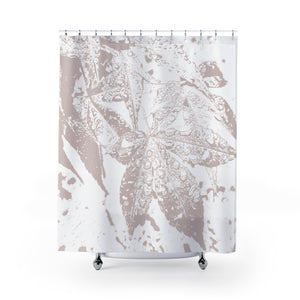 Gray and White Japanese Maple Leaves in the Rain Shower Curtain - Metro Shower Curtains