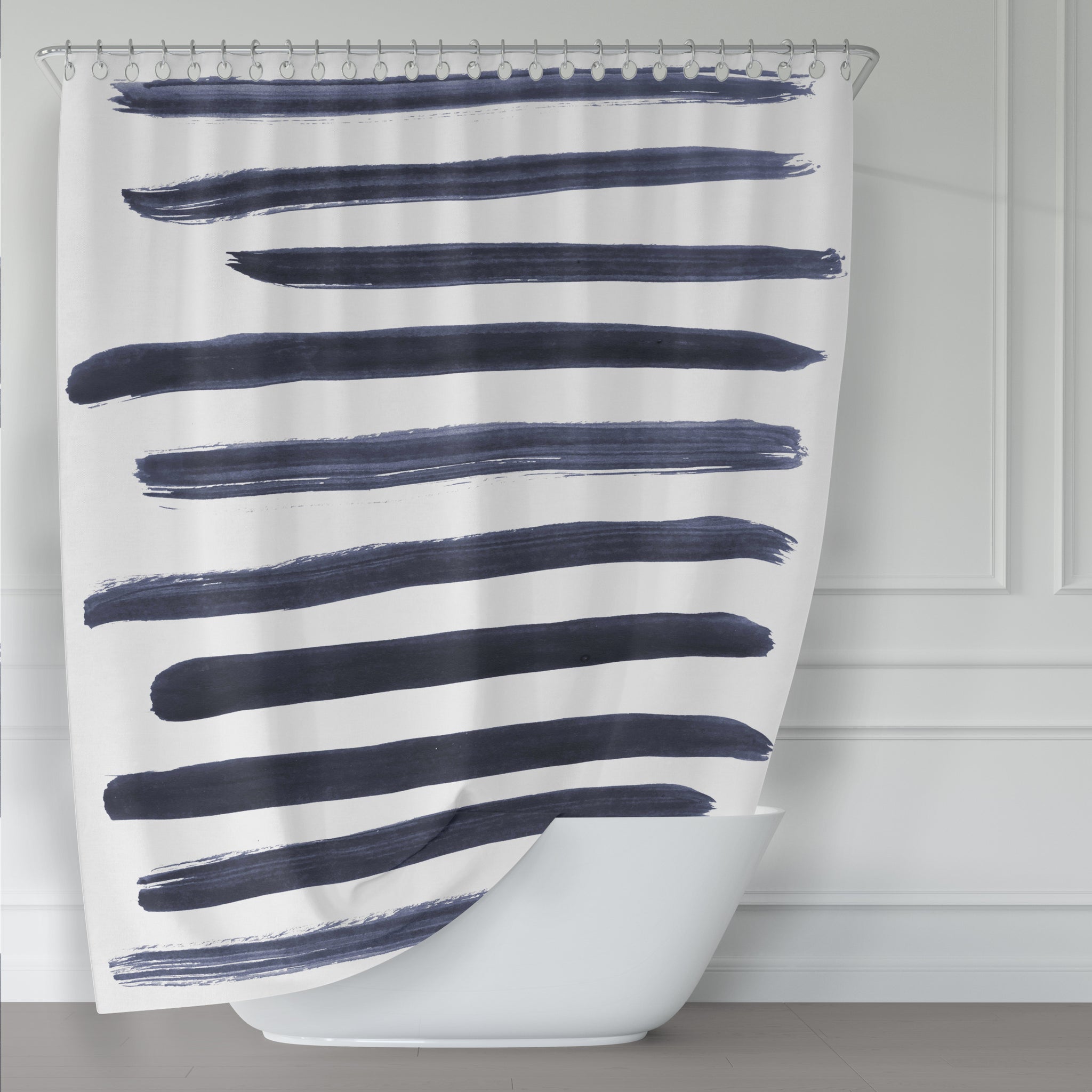 Navy Blue and White Stripes Shower Curnt ns | St cor Themed Shower Curnt n | order Minimalist Shower Curnt n | Shower Dscor | Bathroom Dscor