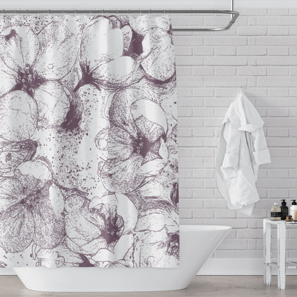 Apple Blossom Shower Curtain, Muted Raspberry Pink - Metro Shower Curtains