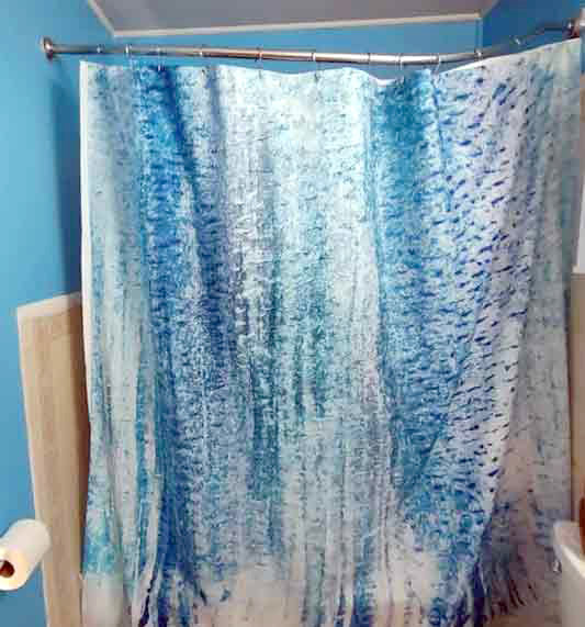 Aqua Blue Watercolor Stripes Shower Curtain