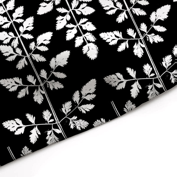 Black and White Astilbe Leaf / Natural Photographic Damask-Style Pattern Shower Curtain - Metro Shower Curtains