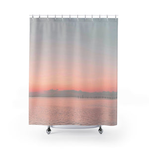 Pink Beach Sunset Scene Shower Curtain