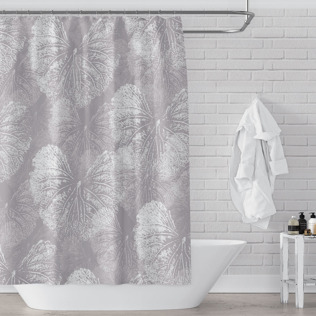 Beige And White Heart Shaped Leaf Print Shower Curtain Metro Shower Beige and white heart shaped leaf print shower curtain metro shower