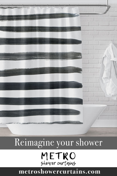 Zen Charcoal Black Stripes Shower Curtain
