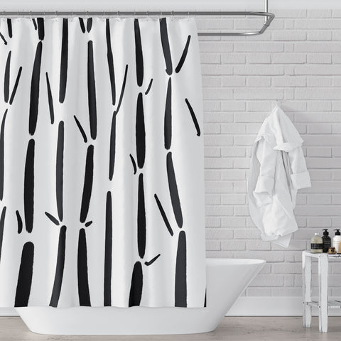 Black and White Bamboo Forest Shower Curtain