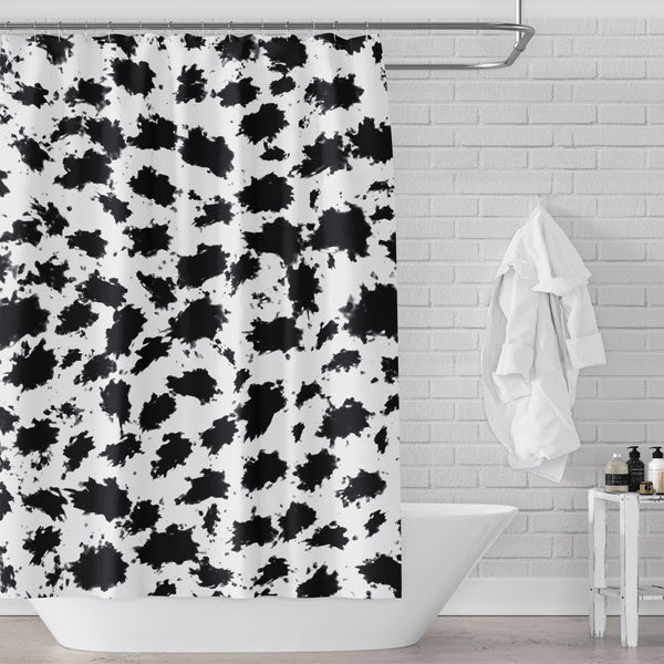 Black and White Snow Leopard Print Shower Curtain