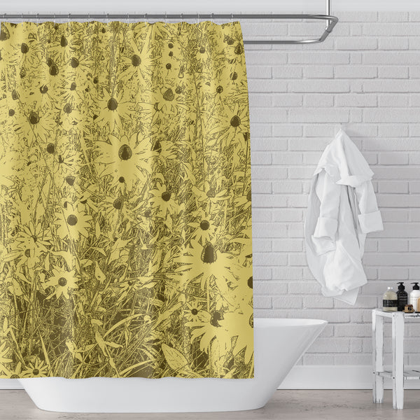 Sunny Yellow Daisy Meadow Shower Curtain