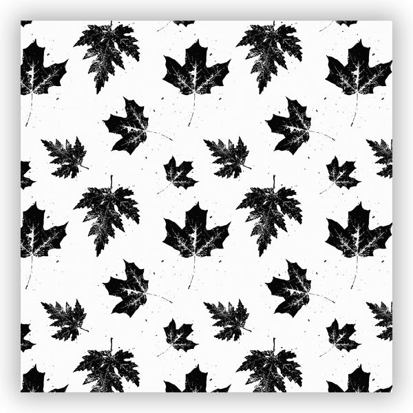 Black and White Shower Curtain - Maple Leaves Nature Print - Metro Shower Curtains