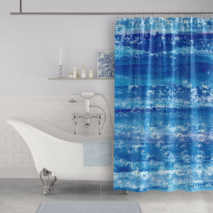 Deep Blue Watercolor With Lace Mandala Shell Print Shower Curtain - Metro Shower Curtains