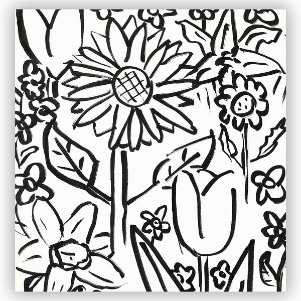 Black and White Flowers Coloring Page Shower Curtain