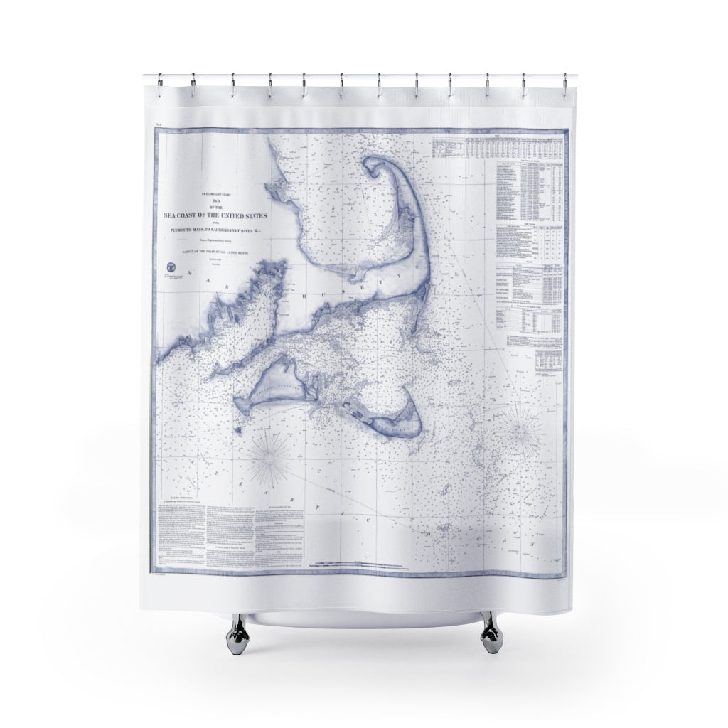 Old newest Cape Cod MA Map (1878) Vintage Massachusetts Beaches Atlas2Shower Curtain