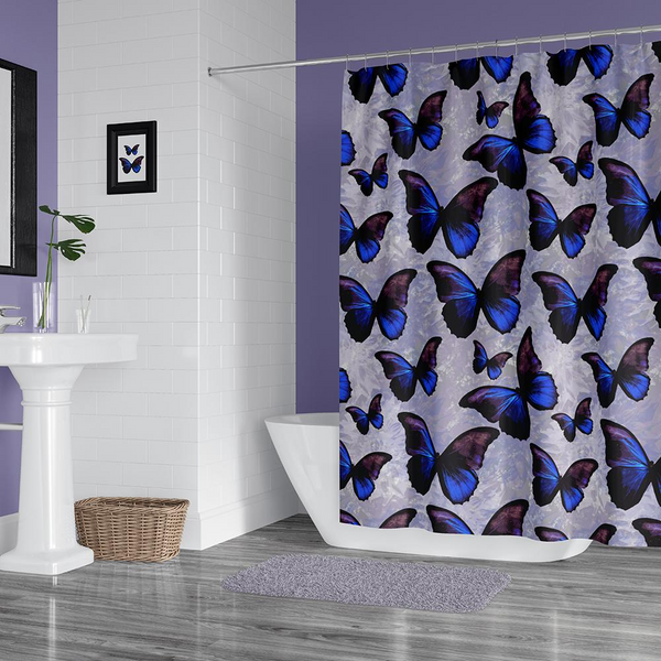 Purple and Blue Morpho Butterfly Shower Curtain - Metro Shower Curtains