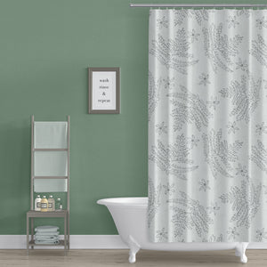 Ferns and Flowers Doodle Print Shower Curtain - Metro Shower Curtains