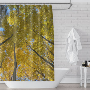 Golden Trees Fall Forest Scene Shower Curtain