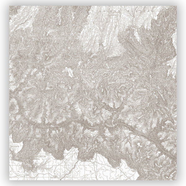Vintage Grand Canyon Topographical Map Shower Curtain Art in Warm Gray on White - Metro Shower Curtains
