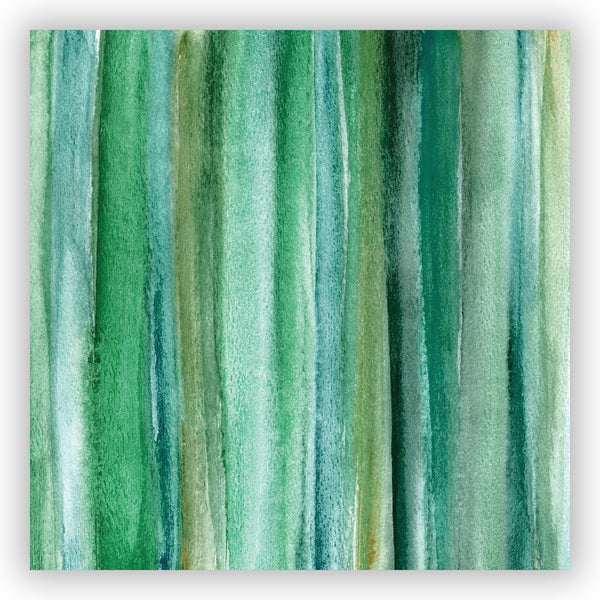 Emerald Green Watercolor Stripes Rich Briliant Color Fabric Shower Curtain - Metro Shower Curtains