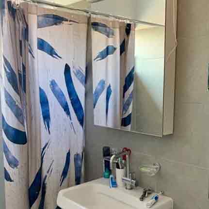 Indigo Blue Japanese Style Brush Stroke Shower Curtain