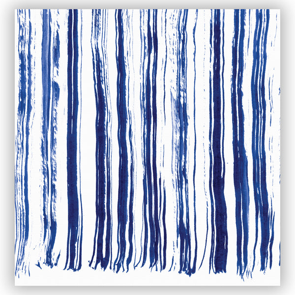 Indigo Dry Brush Stripes on Clean White Shower Curtain, Abstract Contemporary Watercolor Art - Metro Shower Curtains