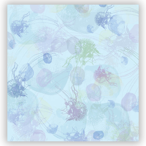 Underwater Jellyfish Pastel Blues Pop Art Print
