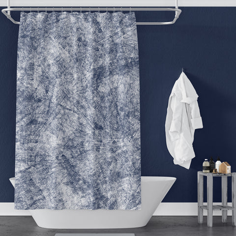Navy Blue Farmhouse Distressed Shower Curtain - Metro Shower Curtains