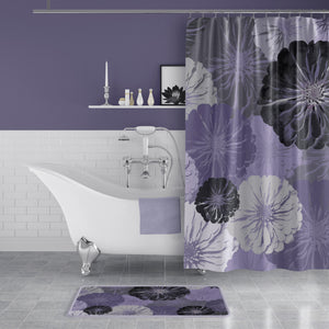 Purple and Gray Floral Print Shower Curtain - Metro Shower Curtains