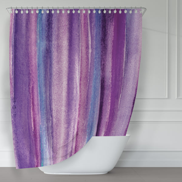 Purple Watercolor Stripes Abstract Art Print Shower Curtain - Metro Shower Curtains