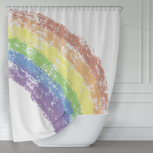 Pastel Brushed Rainbow Shower Curtains