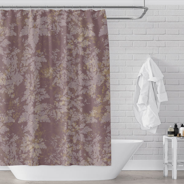 Rose Gold / Dusty Pink Botanical Damask / Faux Camo Style Print Shower Curtain - Metro Shower Curtains